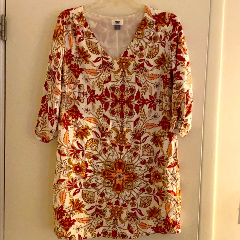 Old Navy V Neck Patterned Shift Dress